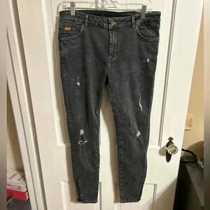 ZARA TRAFALUC DENIM JEANS DARK GRAY WASH SIZE 10